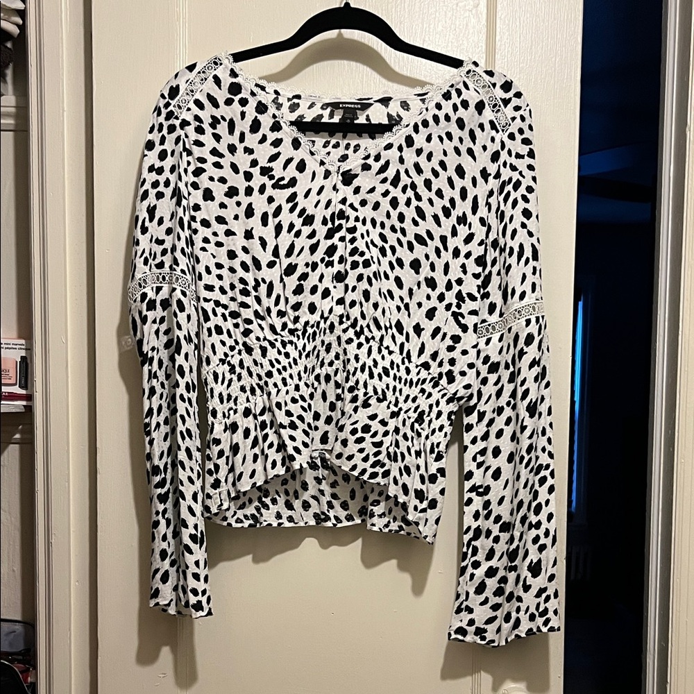 Black and White Animal Print Women's Top